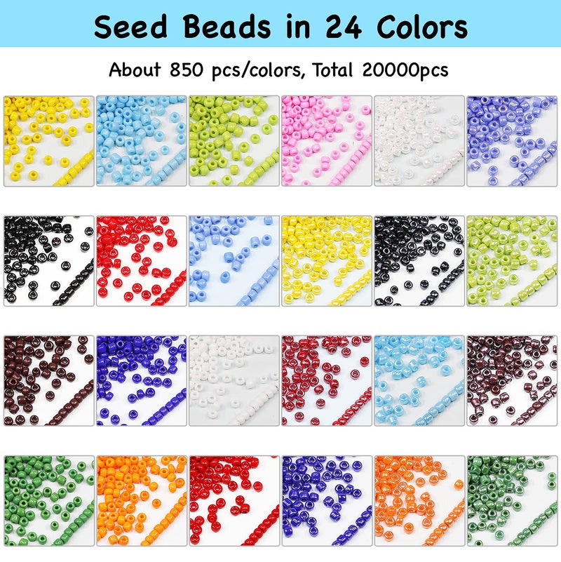 Bala&Fillic Size 2mm 12/0 Glass Seed Beads About 20000pcs in Box 24 Multicolor Assortment Opaque Colors Small Seed Beads for for Jewelry Making (850pcs/Color, 24 Colors) - Image 3